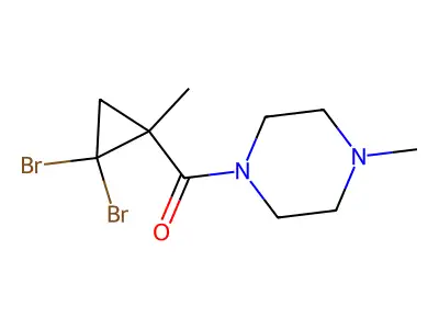 1-[(2,2-Dibromo-1-methylcyclopropyl)carbonyl]-4-methylpiperazine structure