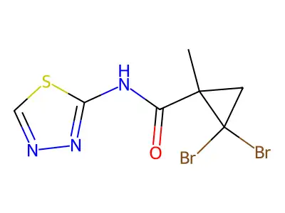 2,2-dibromo-1-methyl-N-(1,3,4-thiadiazol-2-yl)cyclopropanecarboxamide structure