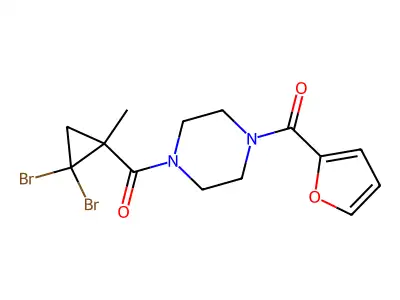1-[(2,2-Dibromo-1-methylcyclopropyl)carbonyl]-4-(2-furoyl)piperazine structure