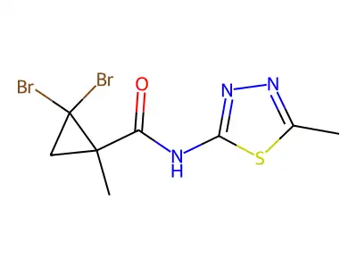 2,2-dibromo-1-methyl-N-(5-methyl-1,3,4-thiadiazol-2-yl)cyclopropanecarboxamide structure