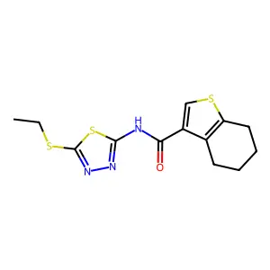 N-(5-ethylsulfanyl-1,3,4-thiadiazol-2-yl)-4,5,6,7-tetrahydro-1-benzothiophene-3-carboxamide structure