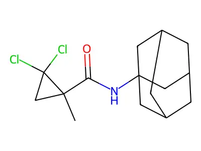 N-(1-adamantyl)-2,2-dichloro-1-methylcyclopropanecarboxamide structure