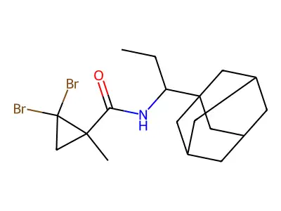 N-[1-(1-adamantyl)propyl]-2,2-dibromo-1-methylcyclopropane-1-carboxamide structure