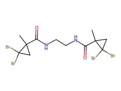 N,N'-ethane-1,2-diylbis(2,2-dibromo-1-methylcyclopropanecarboxamide) structure