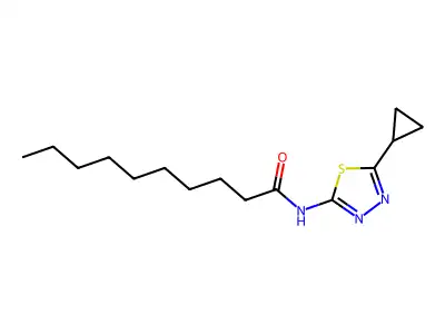 N-(5-cyclopropyl-1,3,4-thiadiazol-2-yl)decanamide structure