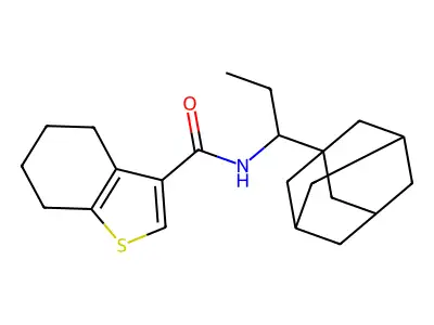N-[1-(1-adamantyl)propyl]-4,5,6,7-tetrahydro-1-benzothiophene-3-carboxamide structure