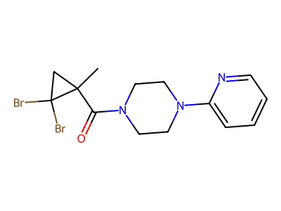 (2,2-Dibromo-1-methylcyclopropyl)-(4-pyridin-2-ylpiperazin-1-yl)methanone structure