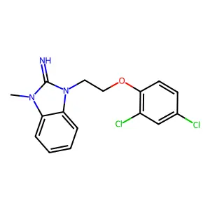 1-[2-(2,4-Dichlorophenoxy)ethyl]-3-methylbenzimidazol-2-imine structure