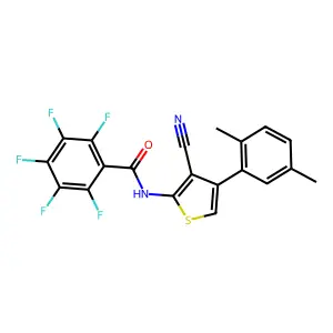 N-[3-cyano-4-(2,5-dimethylphenyl)thiophen-2-yl]-2,3,4,5,6-pentafluorobenzamide structure