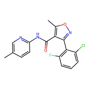 3-(2-chloro-6-fluorophenyl)-5-methyl-N-(5-methylpyridin-2-yl)-1,2-oxazole-4-carboxamide structure
