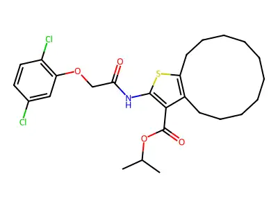 isopropyl 2-{[(2,5-dichlorophenoxy)acetyl]amino}-4,5,6,7,8,9,10,11,12,13-decahydrocyclododeca[b]thiophene-3-carboxylate structure