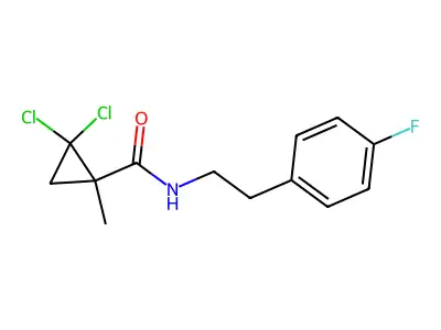 2,2-dichloro-N-[2-(4-fluorophenyl)ethyl]-1-methylcyclopropanecarboxamide structure