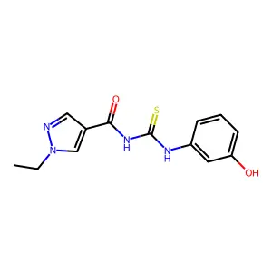 N-[(1-ethyl-1H-pyrazol-4-yl)carbonyl]-N'-(3-hydroxyphenyl)thiourea structure