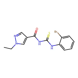N-(2-bromophenyl)-N'-[(1-ethyl-1H-pyrazol-4-yl)carbonyl]thiourea structure