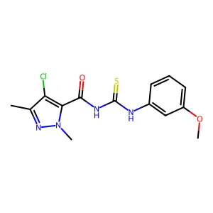 N-[(4-chloro-1,3-dimethyl-1H-pyrazol-5-yl)carbonyl]-N'-(3-methoxyphenyl)thiourea structure