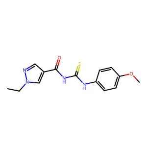 1-ethyl-N-[(4-methoxyphenyl)carbamothioyl]pyrazole-4-carboxamide structure