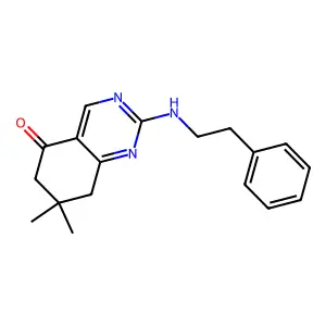 7,7-dimethyl-2-[(2-phenylethyl)amino]-7,8-dihydroquinazolin-5(6H)-one structure