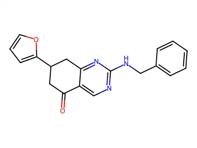 2-(benzylamino)-7-(furan-2-yl)-7,8-dihydroquinazolin-5(6H)-one structure