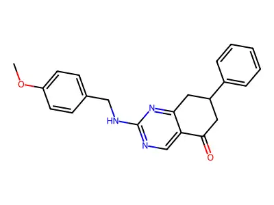 2-[(4-methoxybenzyl)amino]-7-phenyl-7,8-dihydroquinazolin-5(6H)-one structure