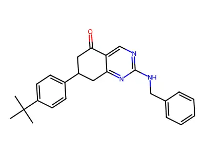 2-(benzylamino)-7-(4-tert-butylphenyl)-7,8-dihydroquinazolin-5(6H)-one structure