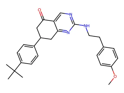 7-(4-tert-butylphenyl)-2-{[2-(4-methoxyphenyl)ethyl]amino}-7,8-dihydroquinazolin-5(6H)-one structure