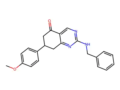 2-(benzylamino)-7-(4-methoxyphenyl)-7,8-dihydroquinazolin-5(6H)-one structure
