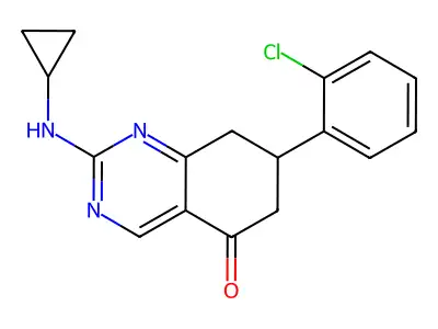 7-(2-chlorophenyl)-2-(cyclopropylamino)-7,8-dihydroquinazolin-5(6H)-one structure