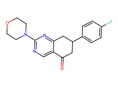 7-(4-fluorophenyl)-2-morpholin-4-yl-7,8-dihydro-6H-quinazolin-5-one structure
