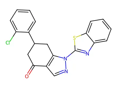 1-(1,3-benzothiazol-2-yl)-6-(2-chlorophenyl)-6,7-dihydro-5H-indazol-4-one structure