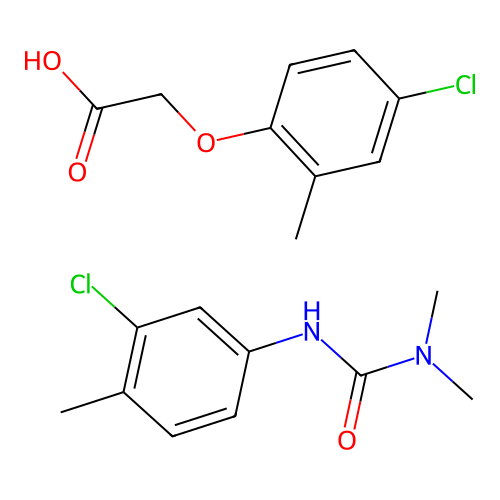 (4-Chloro-2-methylphenoxy)acetic acid mixt. with N'-(3-chloro-4-methylphenyl)-N,N-dimethylurea structure