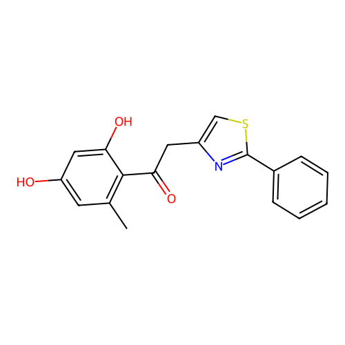 1-(2,4-Dihydroxy-6-methylphenyl)-2-(2-phenyl-1,3-thiazol-4-yl)ethanone structure