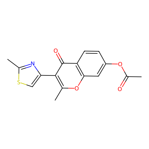 2-methyl-3-(2-methylthiazol-4-yl)-4-oxo-4H-chromen-7-yl acetate structure