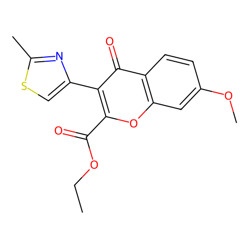 ethyl 7-methoxy-3-(2-methylthiazol-4-yl)-4-oxo-4H-chromene-2-carboxylate structure