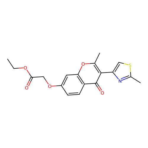 ethyl 2-((2-methyl-3-(2-methylthiazol-4-yl)-4-oxo-4H-chromen-7-yl)oxy)acetate structure