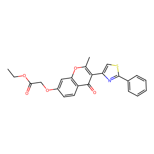ethyl {[2-methyl-4-oxo-3-(2-phenyl-1,3-thiazol-4-yl)-4H-chromen-7-yl]oxy}acetate structure