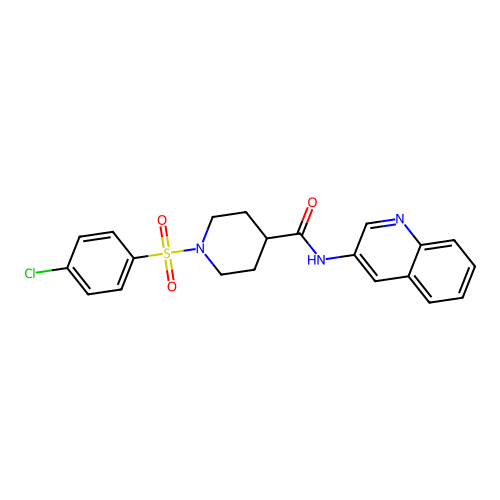 1-((4-chlorophenyl)sulfonyl)-N-(quinolin-3-yl)piperidine-4-carboxamide structure