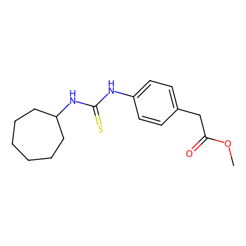 Methyl {4-[(cycloheptylcarbamothioyl)amino]phenyl}acetate structure