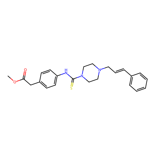 Methyl (4-{[(4-cinnamyl-1-piperazinyl)carbothioyl]amino}phenyl)acetate structure