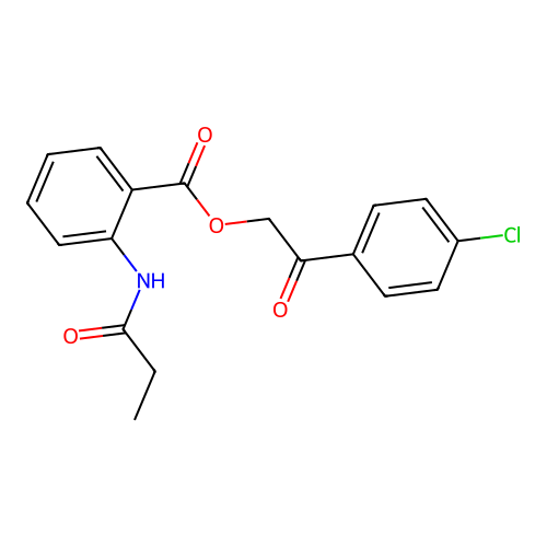 2-(4-Chlorophenyl)-2-oxoethyl 2-(propionylamino)benzoate structure