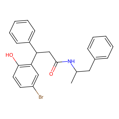 3-(5-bromo-2-hydroxyphenyl)-3-phenyl-N-(1-phenylpropan-2-yl)propanamide structure