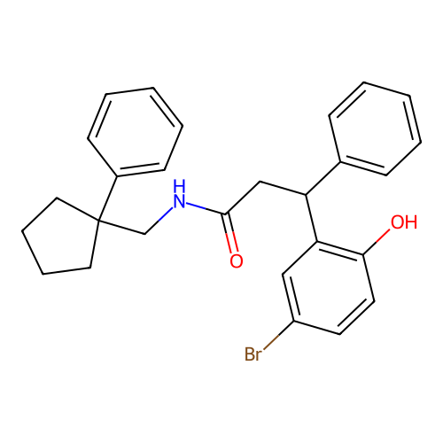 3-(5-bromo-2-hydroxyphenyl)-3-phenyl-N-[(1-phenylcyclopentyl)methyl]propanamide structure