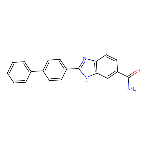 2-Biphenyl-4-yl-1H-benzoimidazole-5-carboxylic acid amide structure