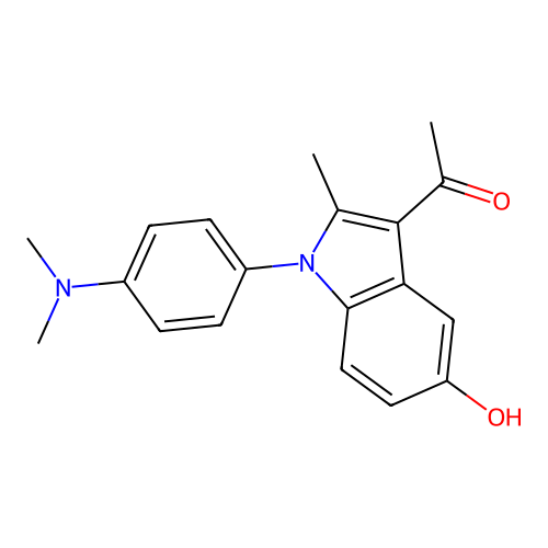1-{1-[4-(dimethylamino)phenyl]-5-hydroxy-2-methyl-1H-indol-3-yl}ethanone structure