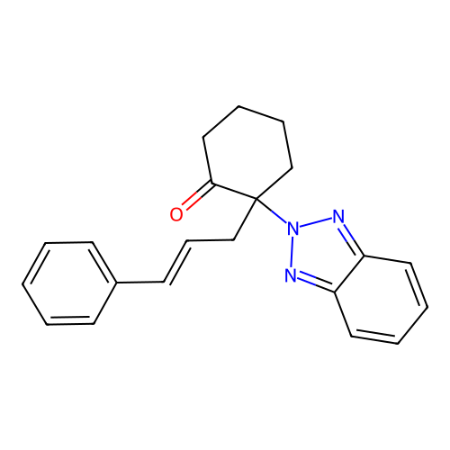 2-(2H-1,2,3-Benzotriazol-2-yl)-2-[(2E)-3-phenylprop-2-en-1-yl]cyclohexan-1-one structure