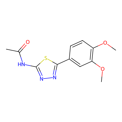 N-[5-(3,4-dimethoxyphenyl)-1,3,4-thiadiazol-2-yl]acetamide structure