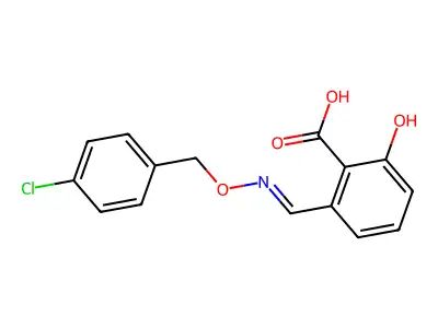 2-({[(4-Chlorophenyl)methoxy]imino}methyl)-6-hydroxybenzoic acid structure