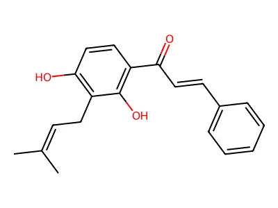 1-[2,4-Dihydroxy-3-(3-methylbut-2-enyl)phenyl]-3-phenylprop-2-en-1-one structure