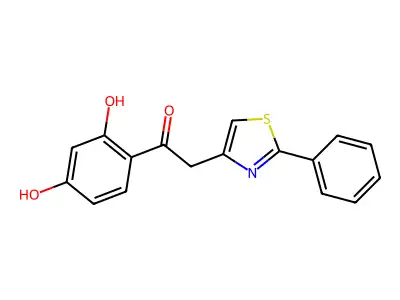 1-(2,4-Dihydroxyphenyl)-2-(2-phenyl-4-thiazolyl)ethanone structure