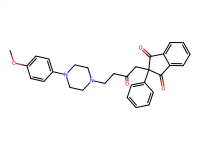 Indan-1,3-dione, 2-(2-oxo-4-(4-(p-methoxyphenyl)-1-piperazinyl)butyl)-2-phenyl- structure