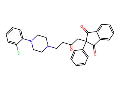 Indan-1,3-dione, 2-(4-(2-oxo-4-(o-chlorophenyl)-1-piperazinyl)butyl)-2-phenyl- structure